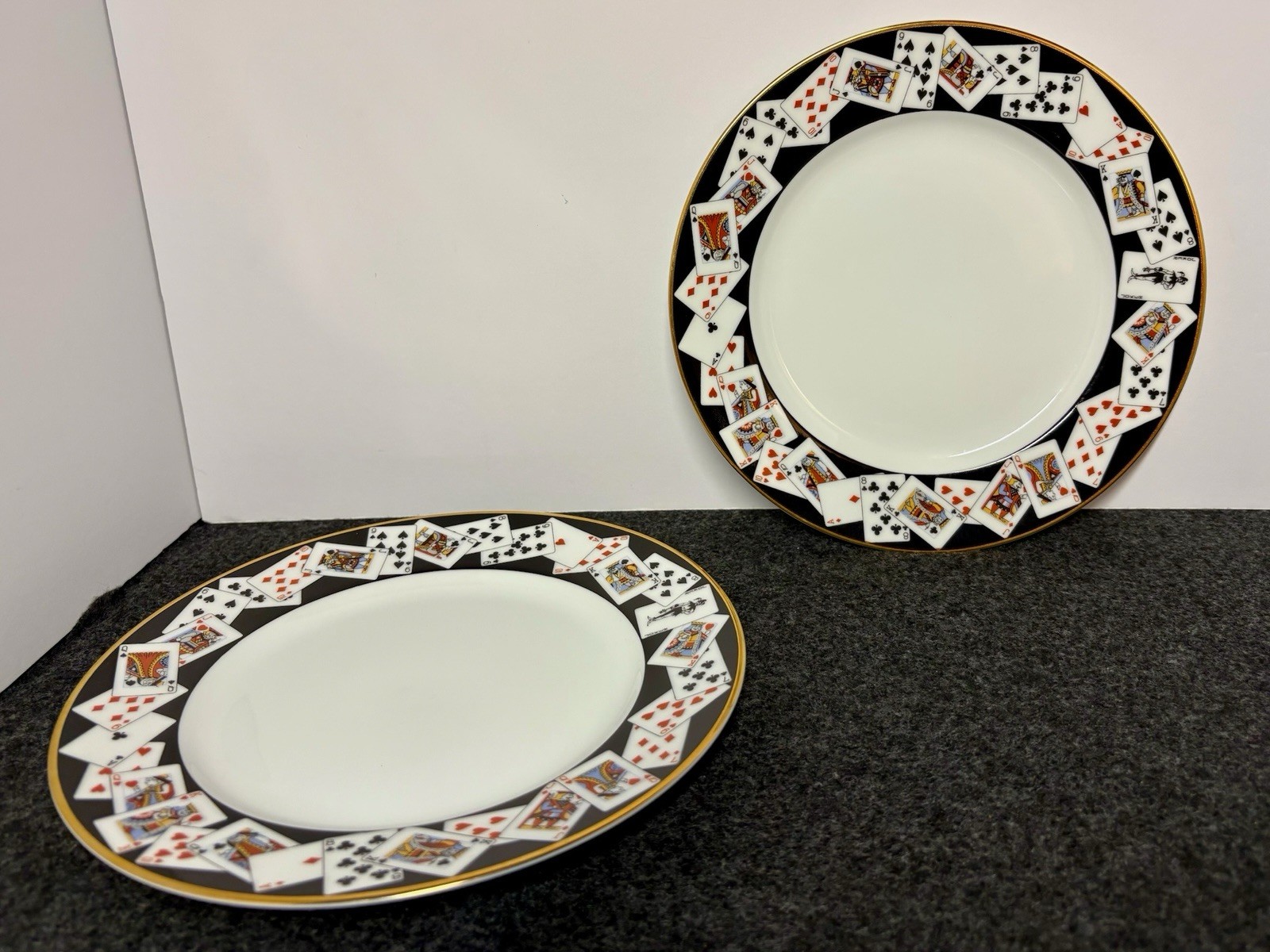 Set of Four Tiffany & Co Porcelain Playing Cards Salad Dessert Plate 7.75 In Dia
