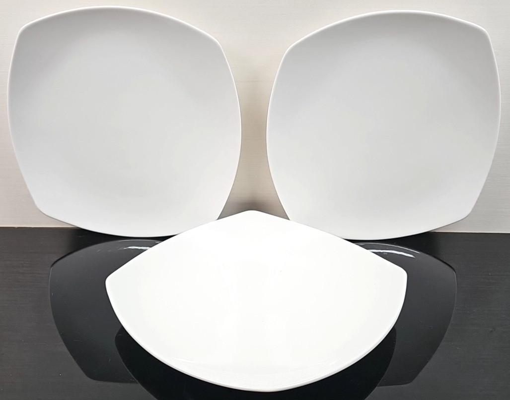 3 Churchill Recline Square Salad Plate Set White Elegant Serving Dining Dish Lot