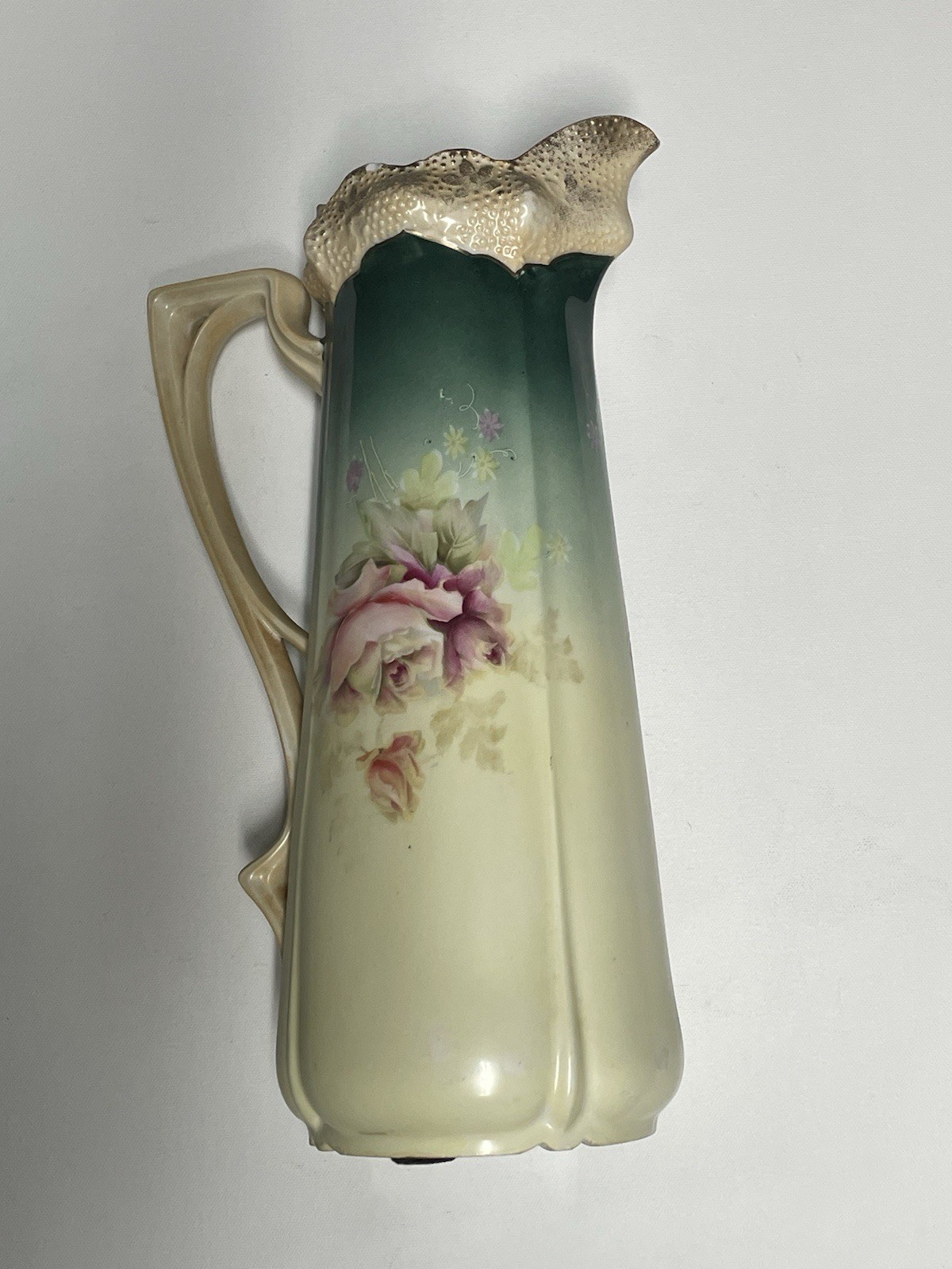 RS Prussia HEAVY 12 Inches LARGE CLASSIC TANKARD FANCY ROSES GOLD ACCENT