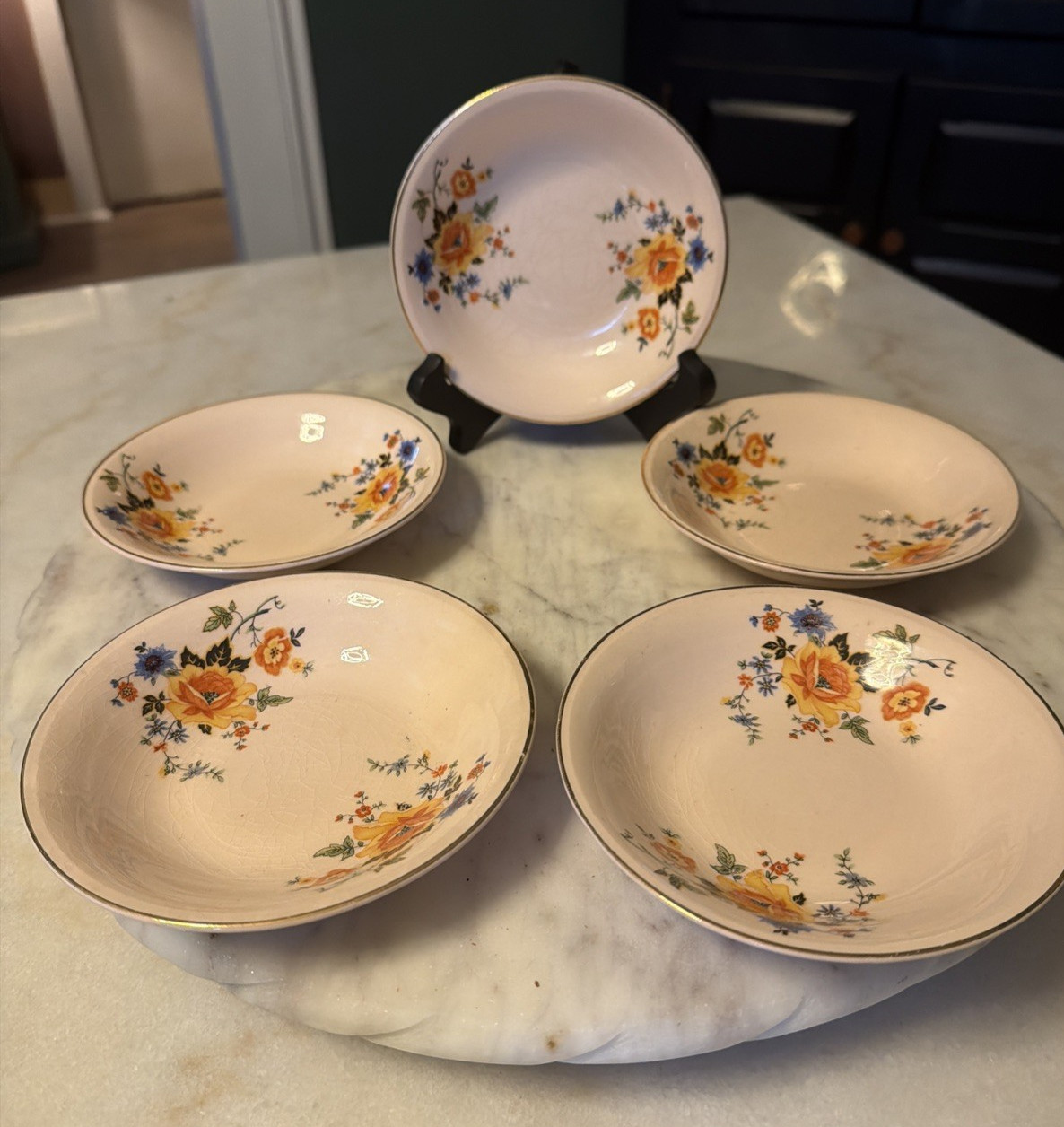 Royal Beige Ware Royal China Sebring Ohio Floral 5.5” Dessert Bowl – Set of 5
