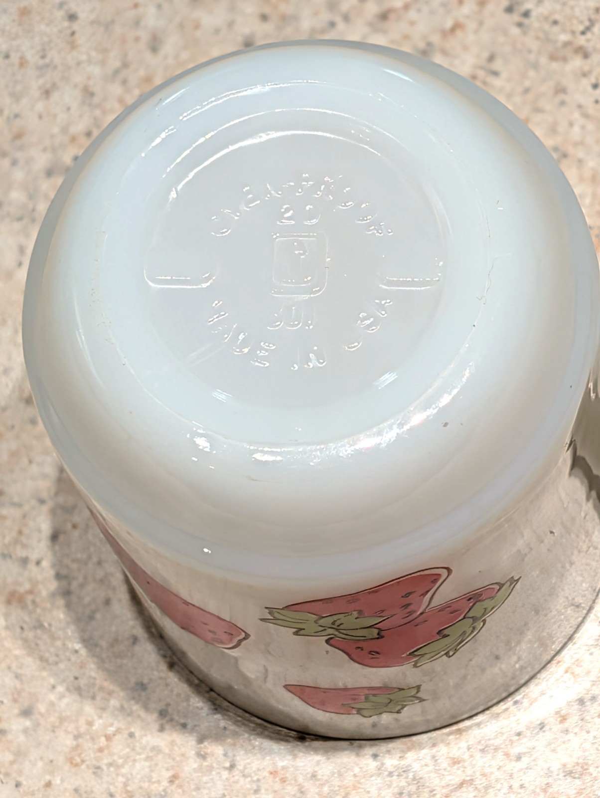 1980  Strawberry  Shortcake  Fire‑King  Anchor  Hocking  Milk  Glass  Cup