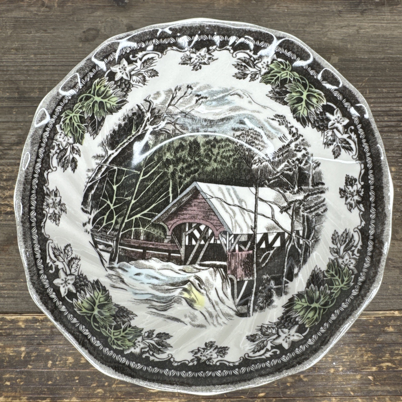 Johnson Brothers Square Cereal Bowls(s) FRIENDLY VILLAGE The Covered Bridge 6”