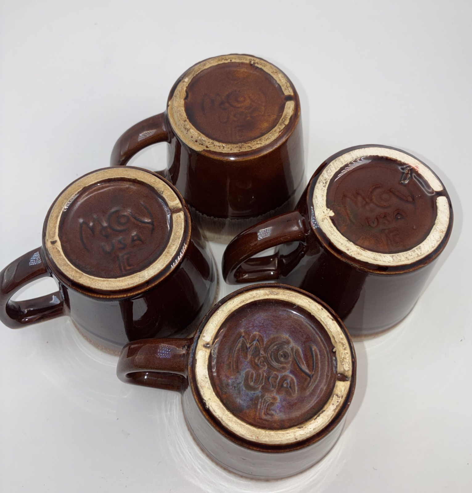 VTG McCoy Brown Drip Glaze Coffee Cups Set Of 4 ( 3.25×3.25) 8 oz
