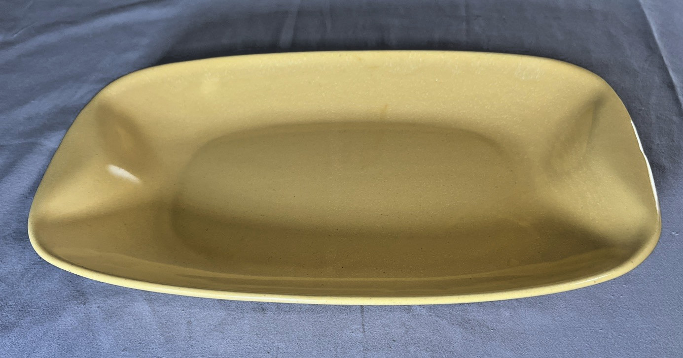 Vintage La Solana Pottery Ware Mustard Yellow 13″ Serving Tray Minimalist Style