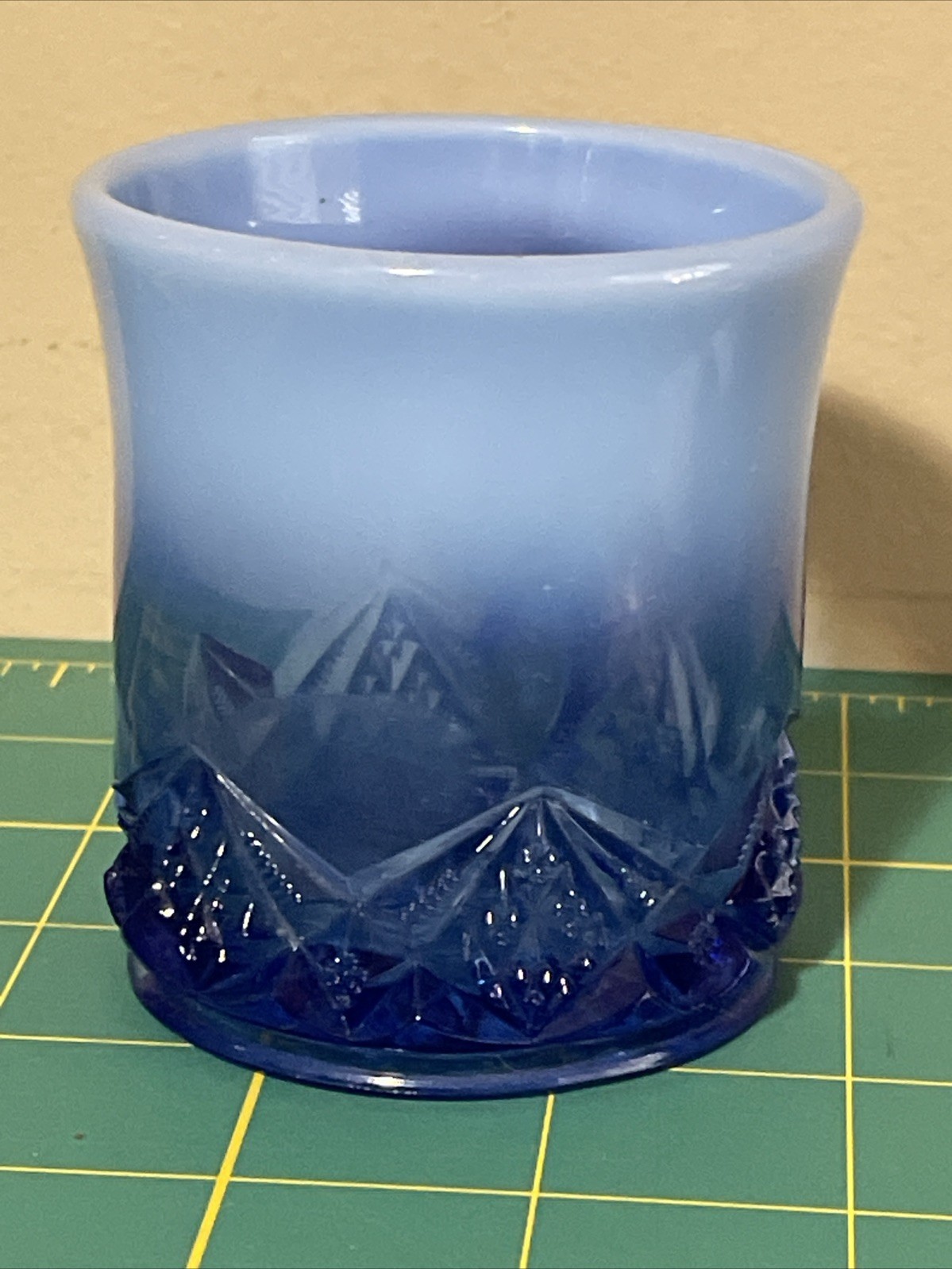 National Glass Co Northwood Opalescent Blue Diamond Spearhead Mug