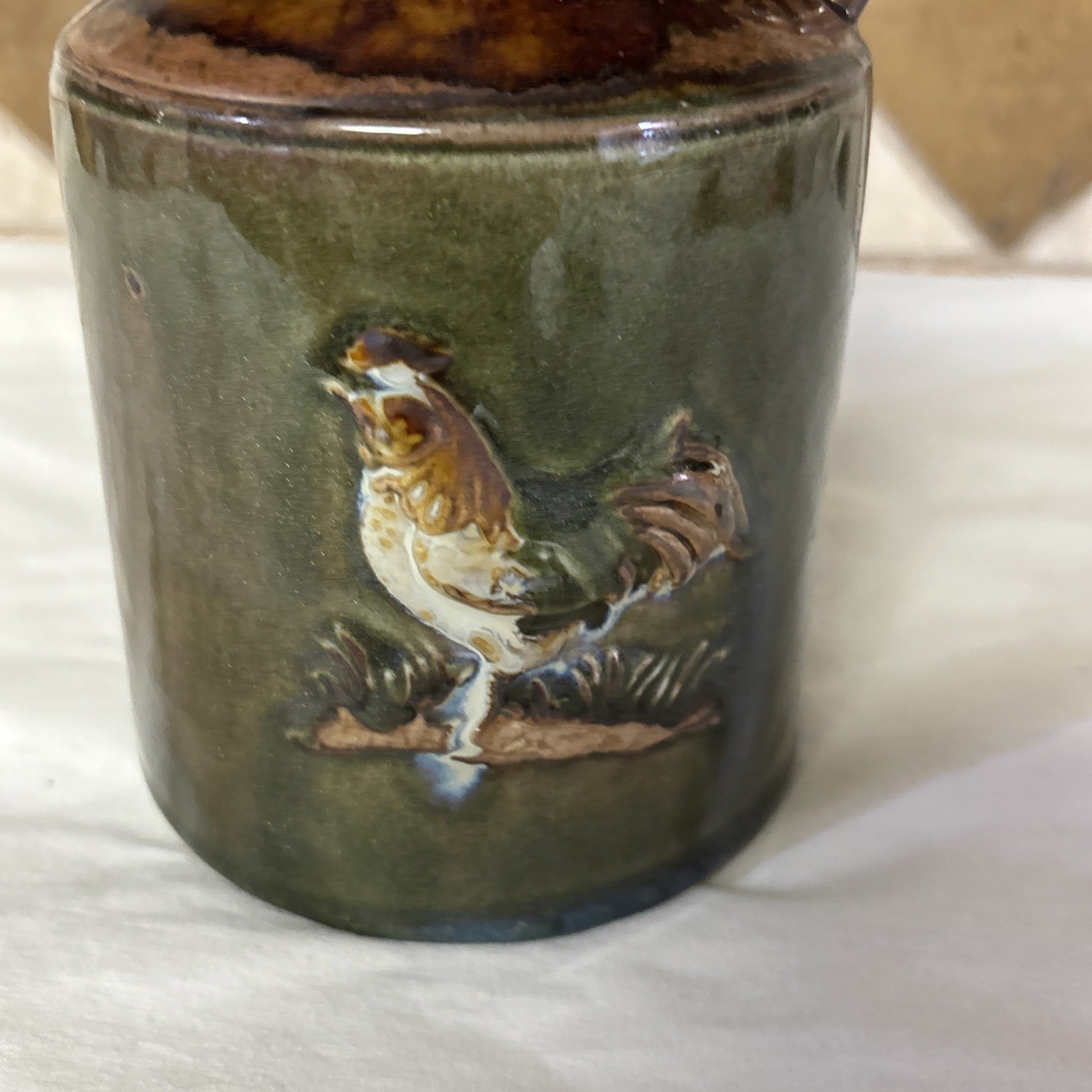 Vintage Rooster Country Clutter Stoneware Jug