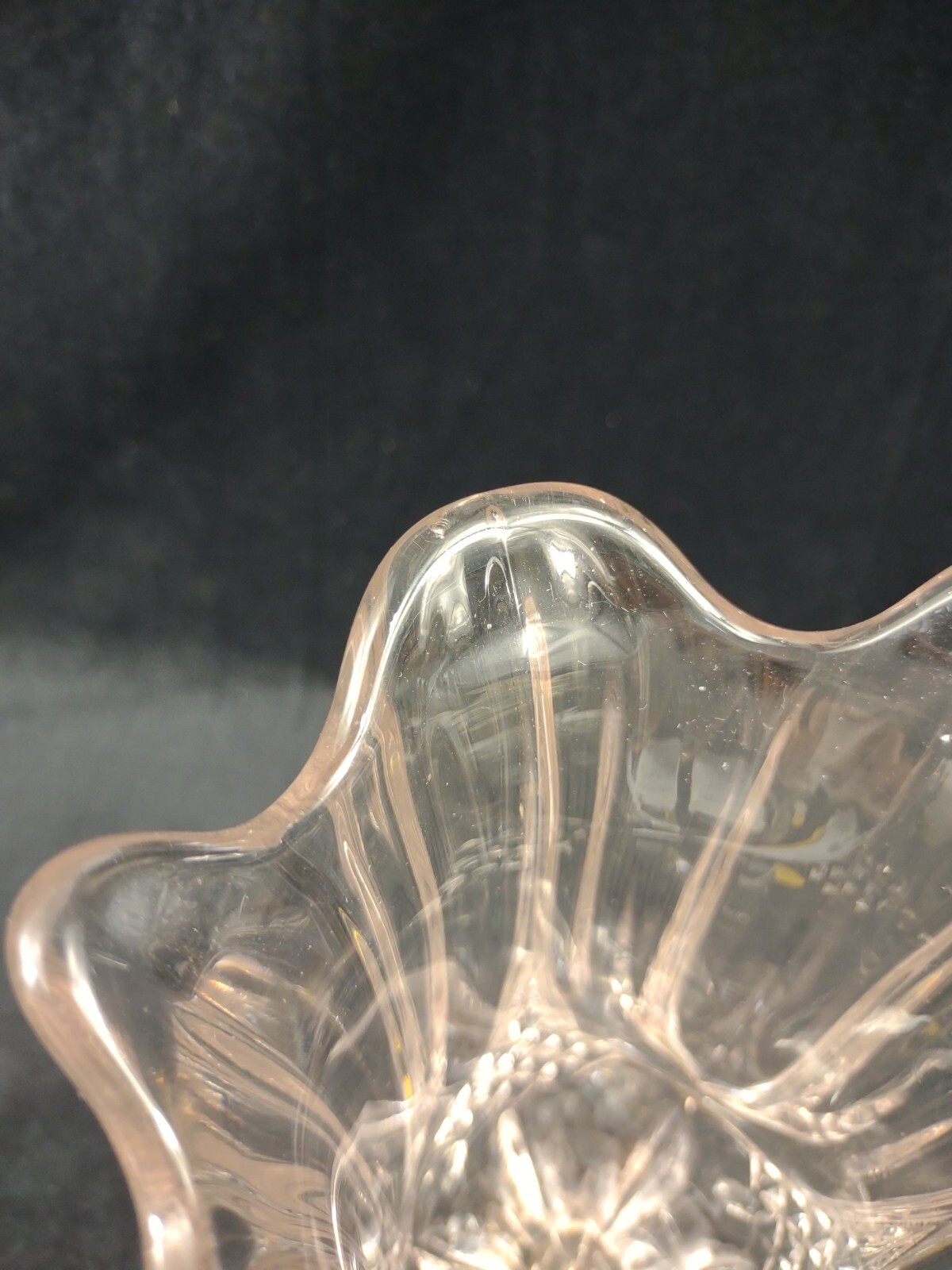 EAPG Glass Tulip & Sawtooth 9 3/4″ Celery Vase 1854 Bryce Sun Changed Pink