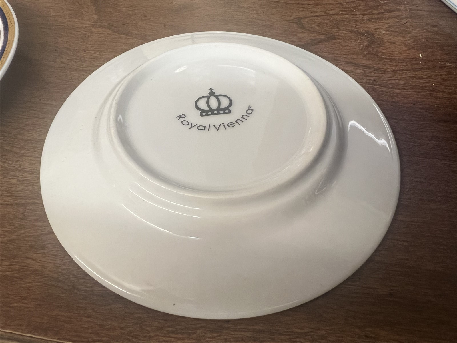 2 Lovely ROYAL VIENNA-CHINA RVG2 Bread Plates Navy Stripe Gold Herringbone