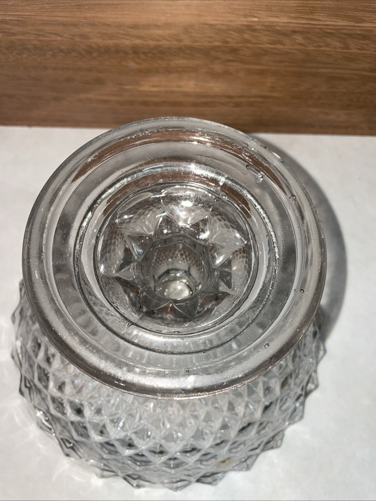 Pressed Glass Pedestal Candy Dish or Compote Scalloped Edge Bowl 6.5”H X 9”W