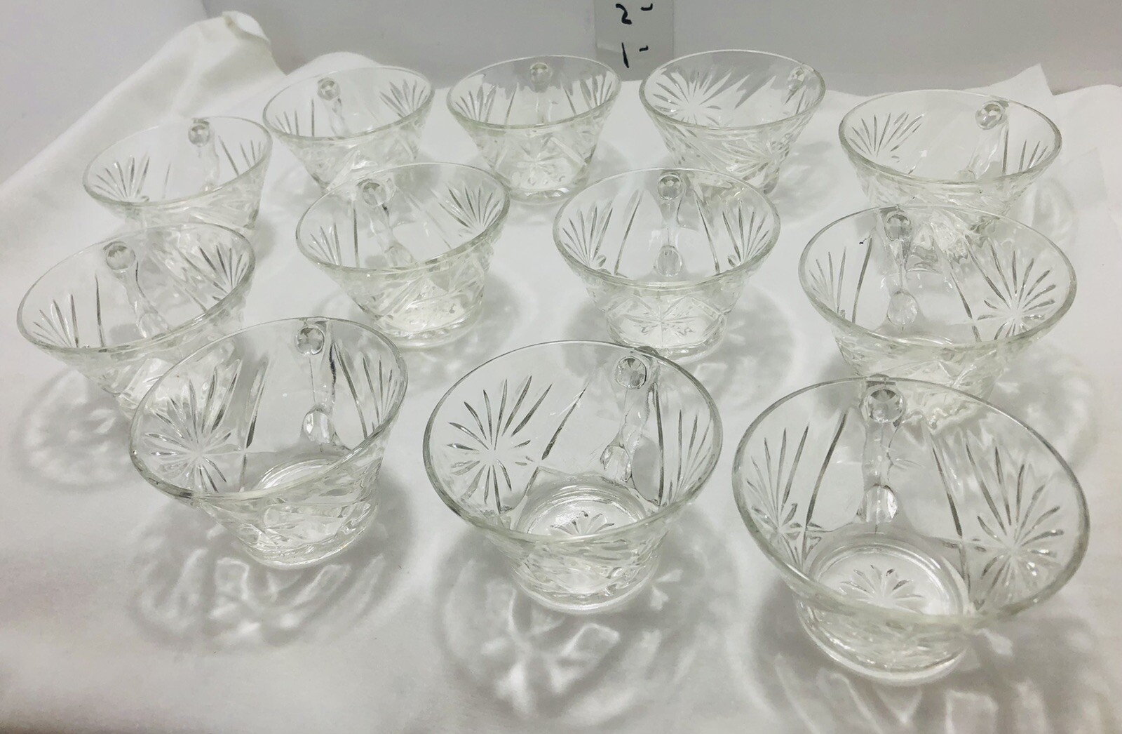 LE Smith Glass Pineapple Diamond Fan Punchbowl With Underplate