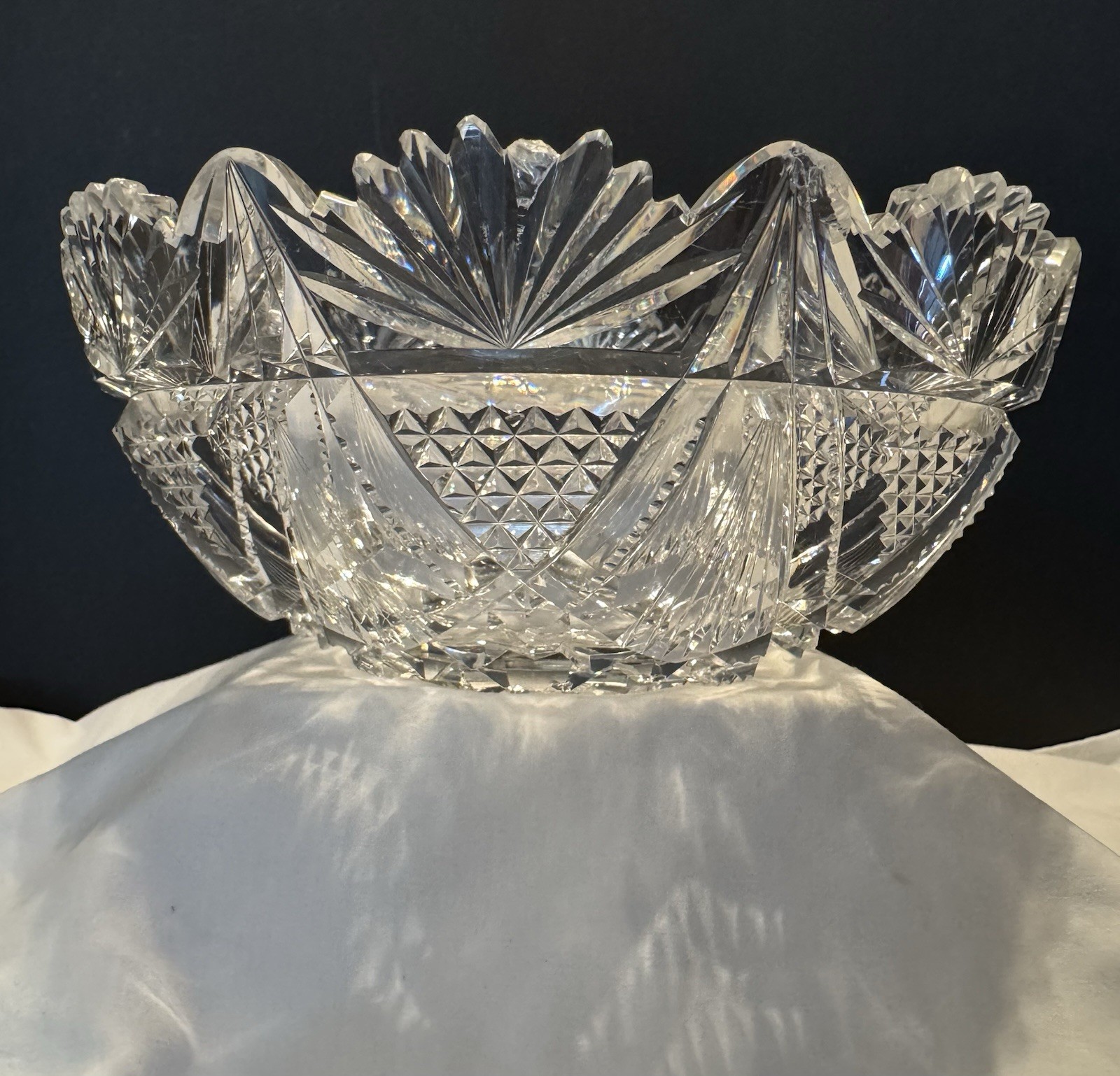 9” American Brilliant Period Crystal Glass Cut Bowl