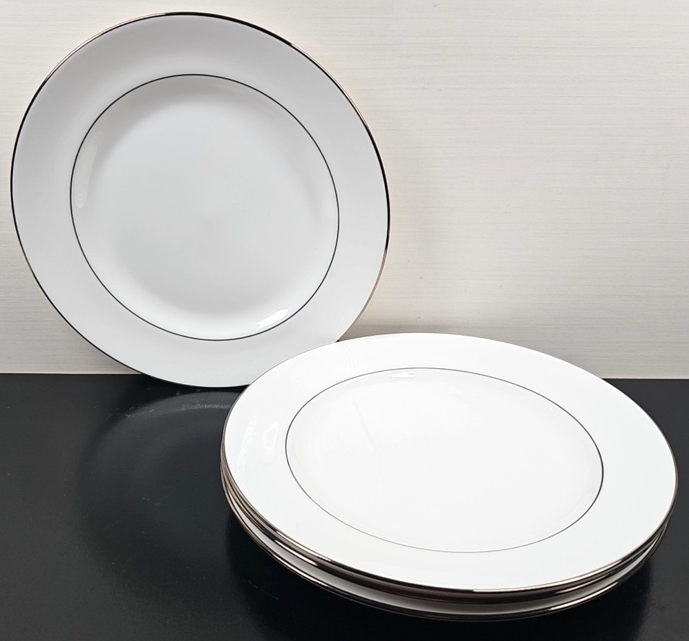 4 Lenox Continental Dining Platinum Dinner Plates Set Elegant Serving Dishes Lot