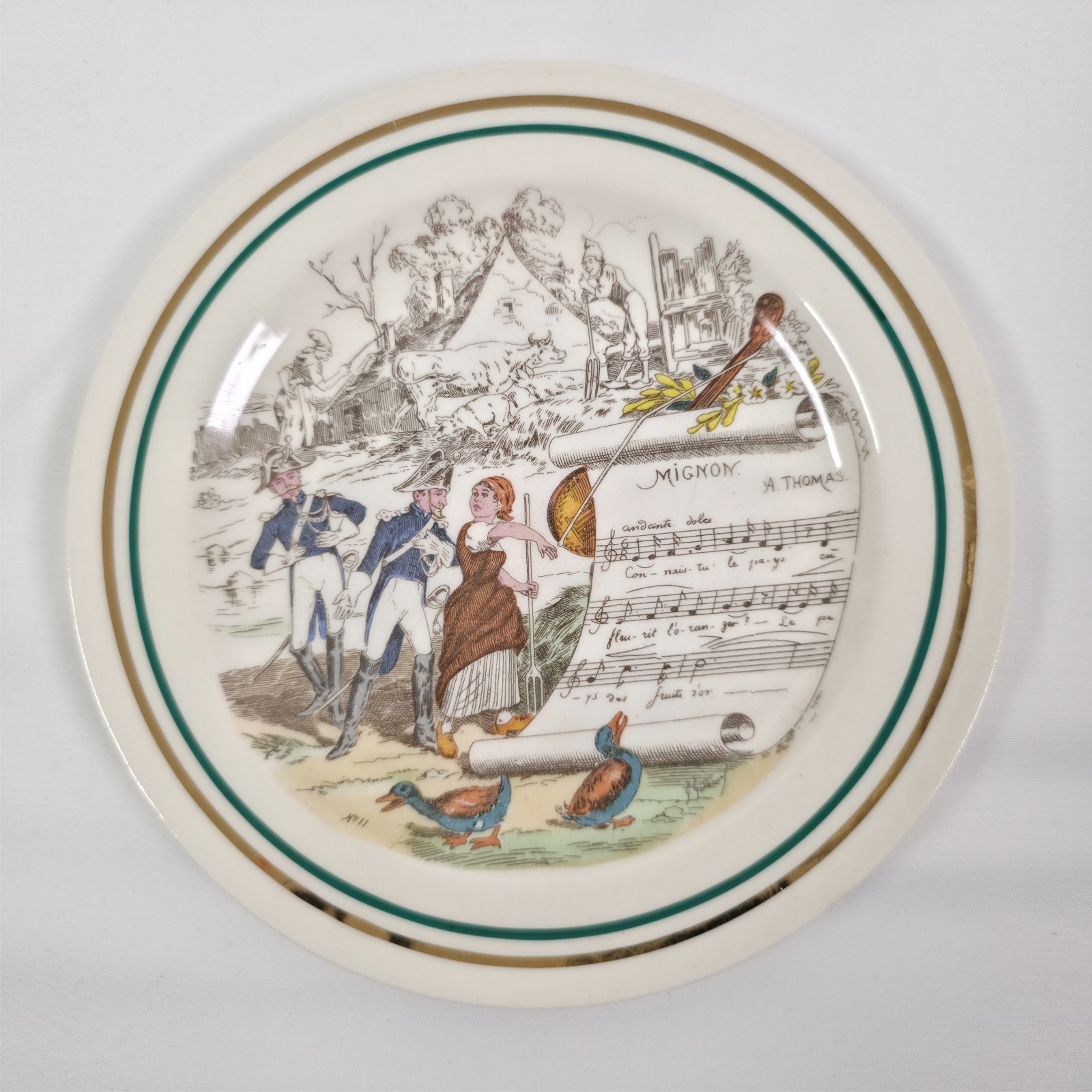 Set of 6 PV Parry Vieille French Opera Transferware Plates Hand Colored