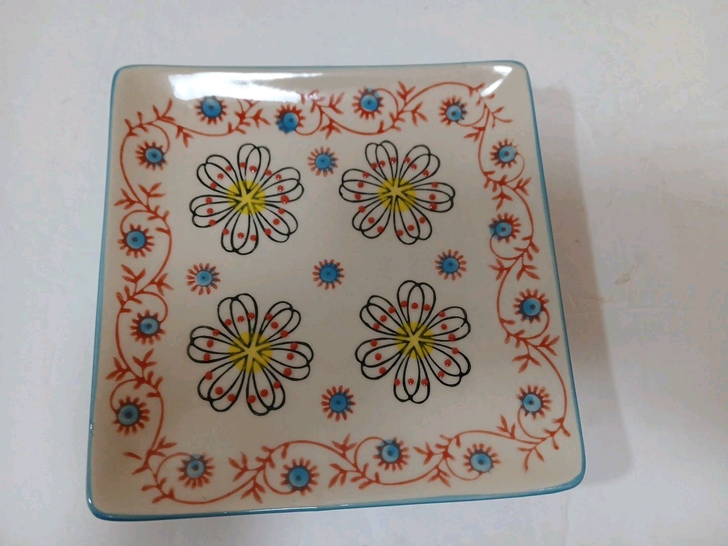 New Yokohama Studio Mug Plate/Saucer Hand Painted Lt Blue Yellow Raised Design