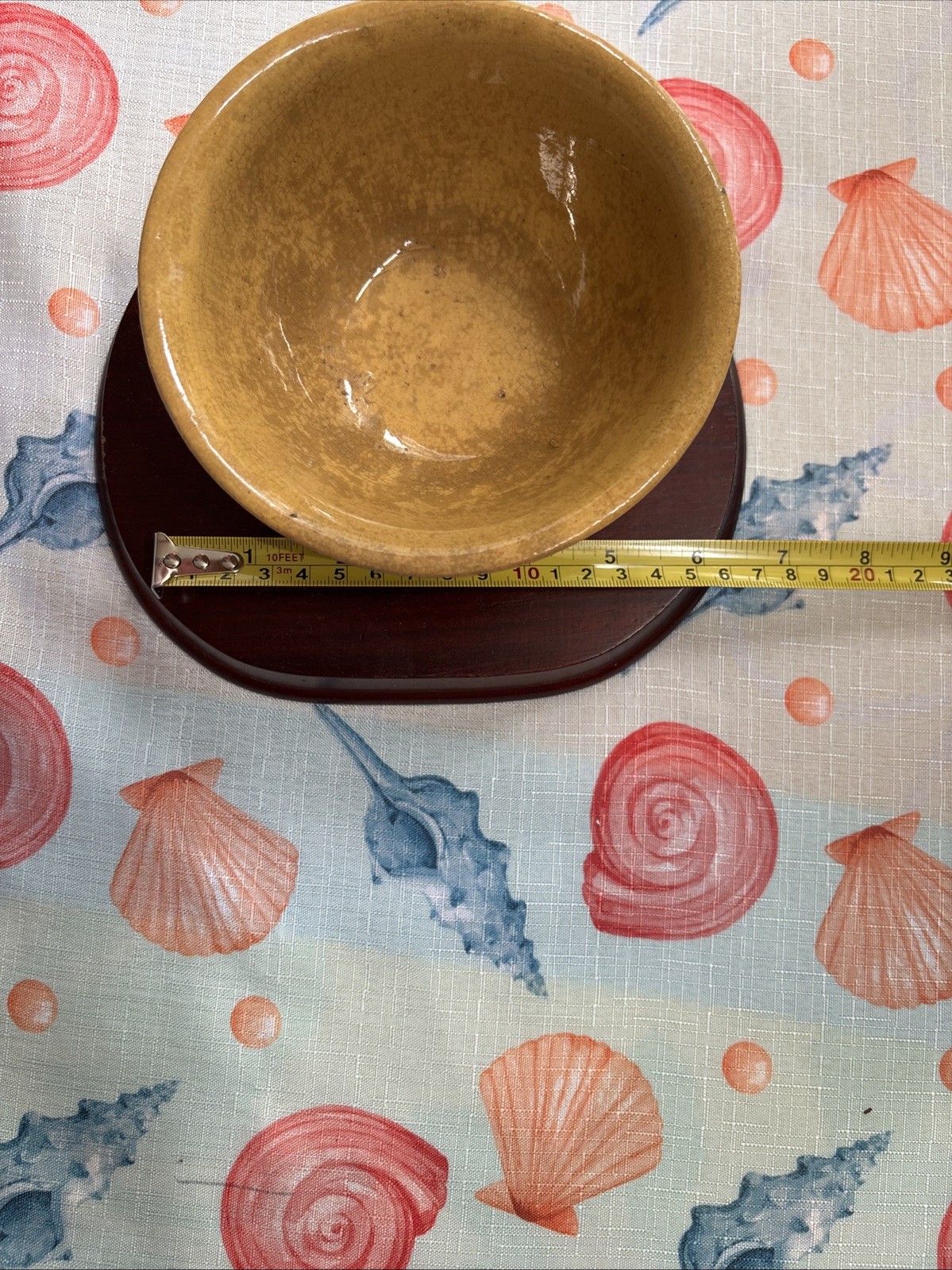 RARE ANTIQUE VINTAGE TINY 5 ¼” McCOY 3 WHITE BAND BOWL YELLOW WARE MINT