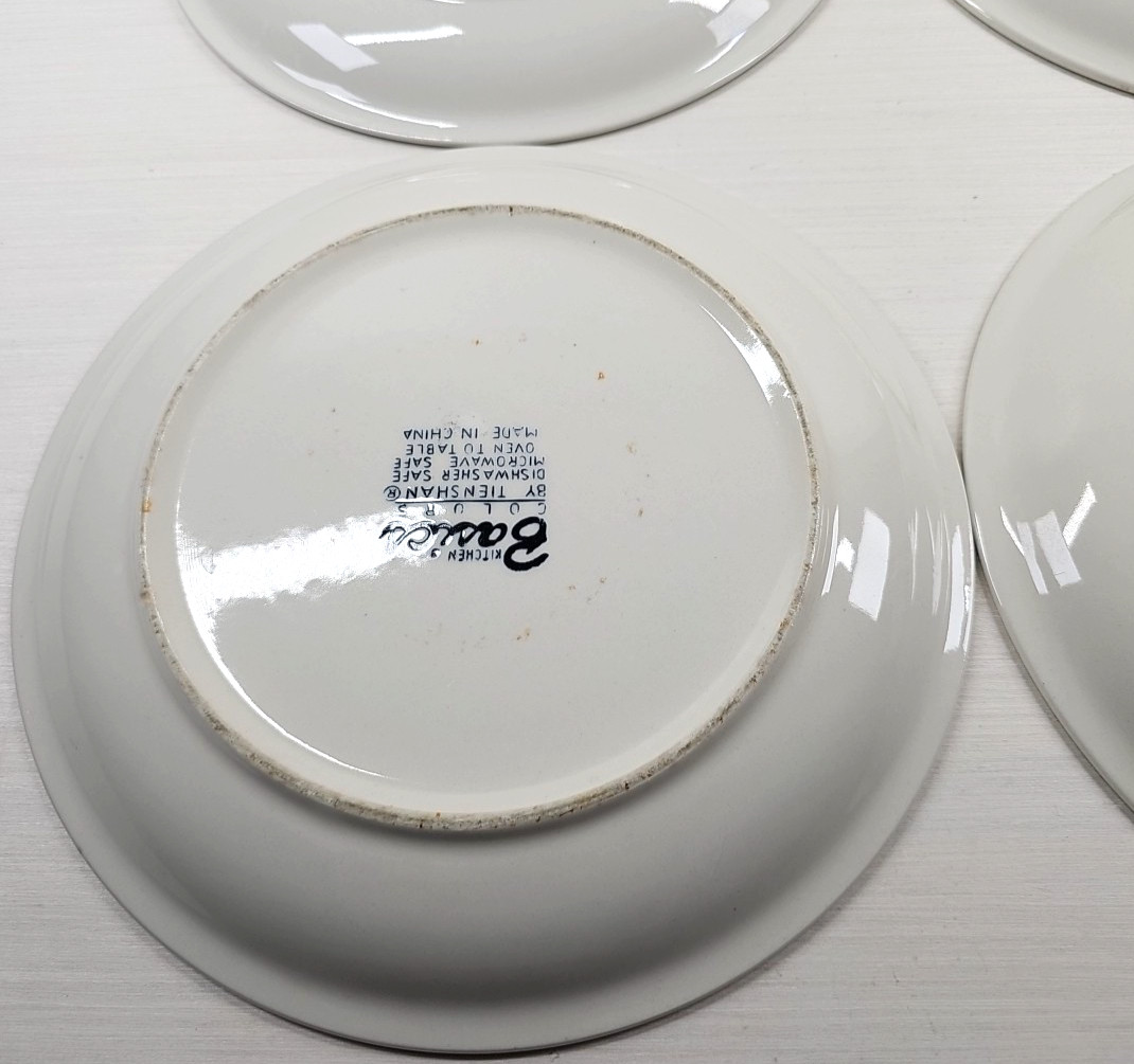 4 Tienshan Kitchen Basics Cobalt Green Dinner Plate Set Table Dining Dishes Lot
