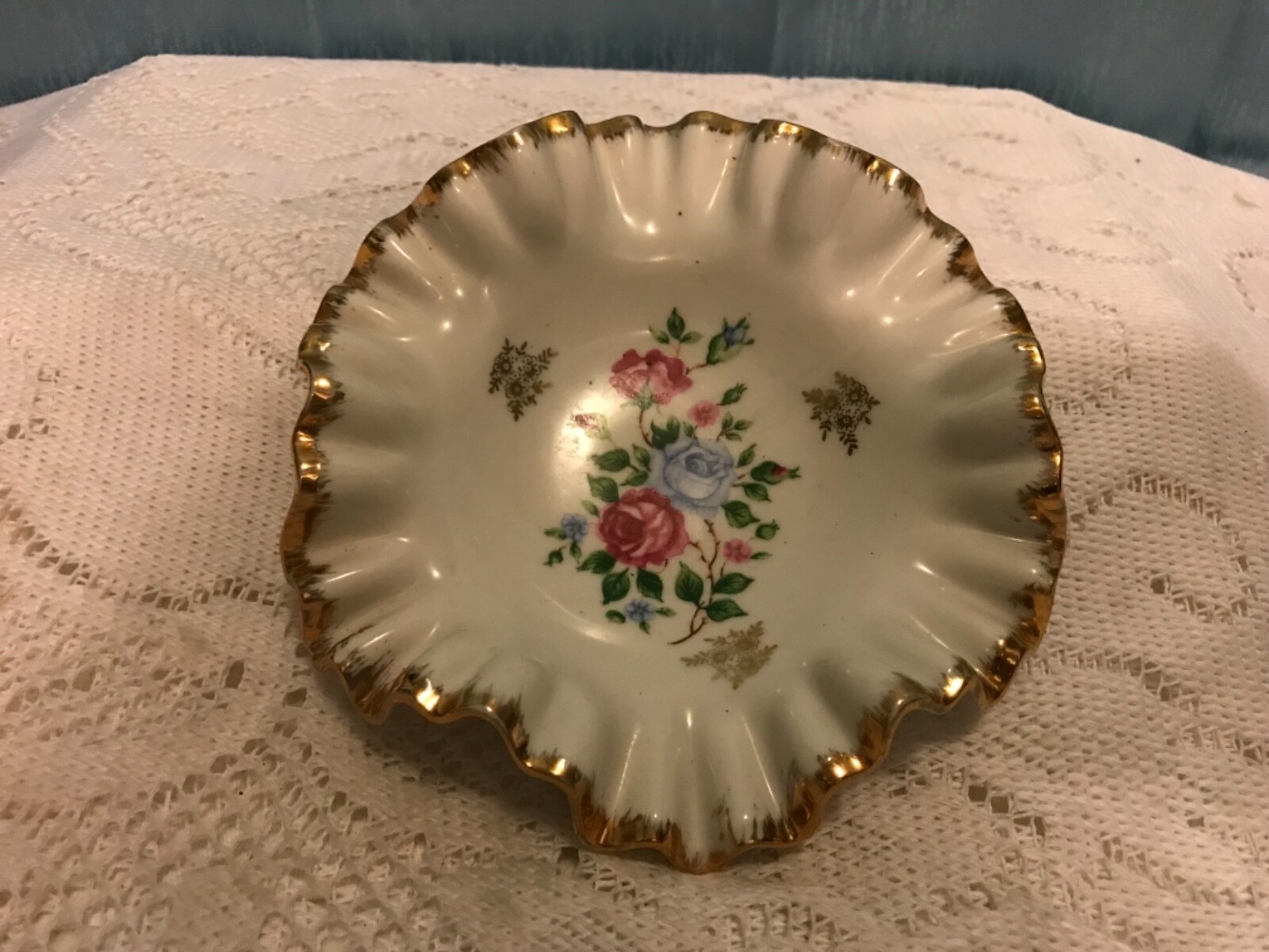 Vintage Hand Painted Royal Crown Porcelain # 3906 Candy Dish Floral design 6.5”