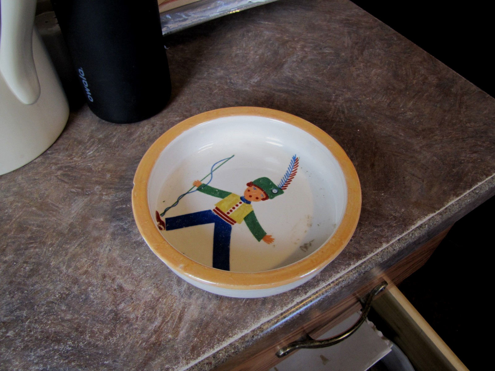 Vintage Sweden Norway Scandinavian Stoneware Child’s Bowl Toy Soldier Lusterware