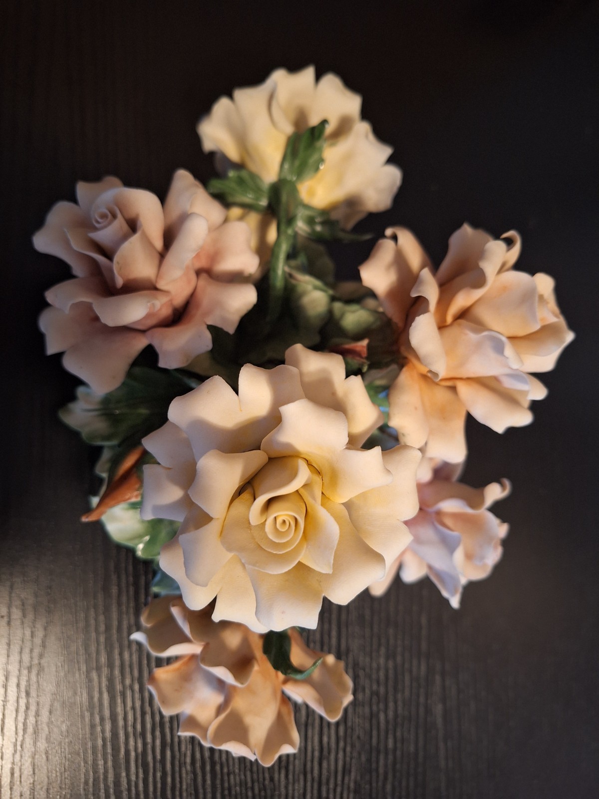 vintage Capodimonte porcelain floral centerpiece