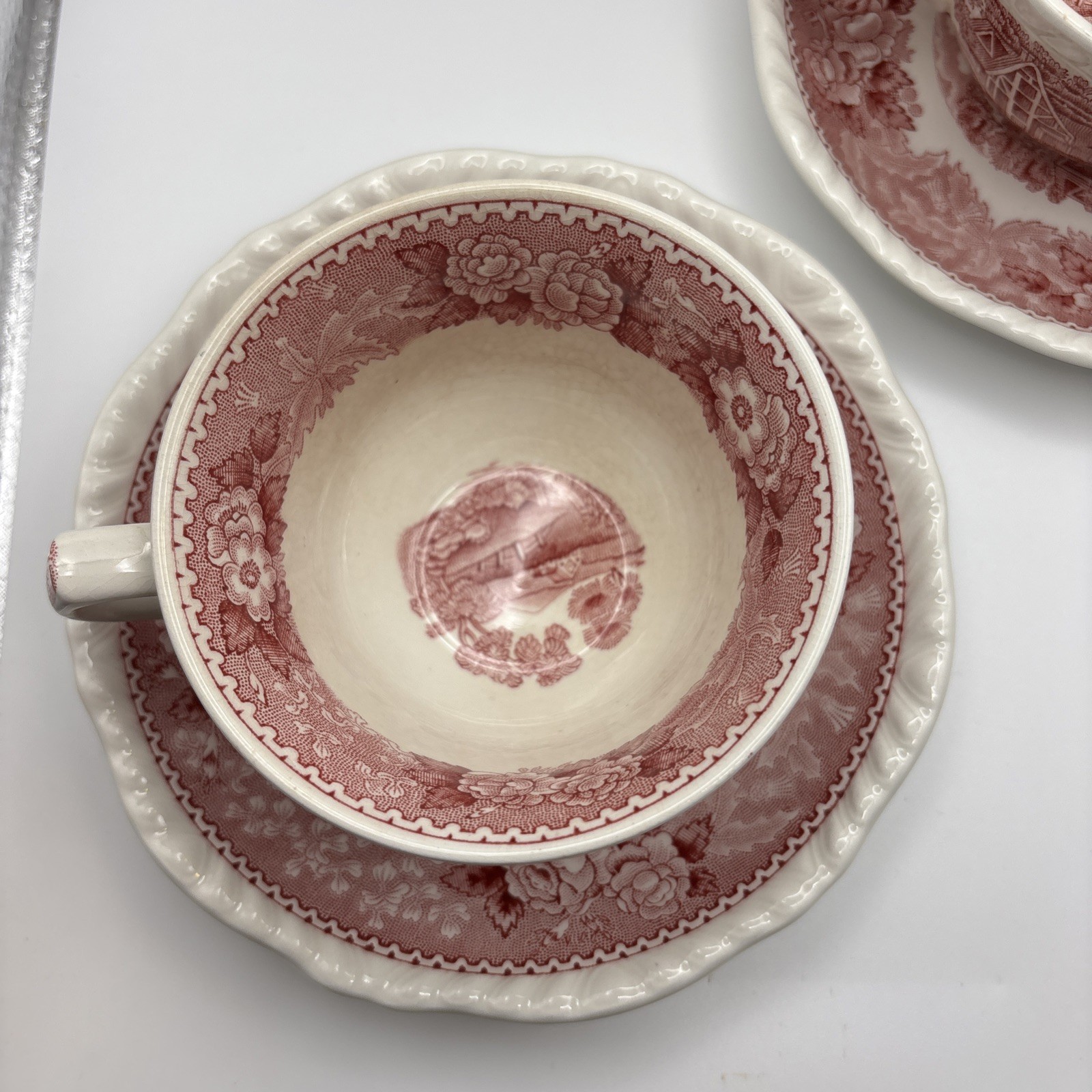 English Adams Set 2 Tea Cup and Saucer Vintage English Scenic England Horse