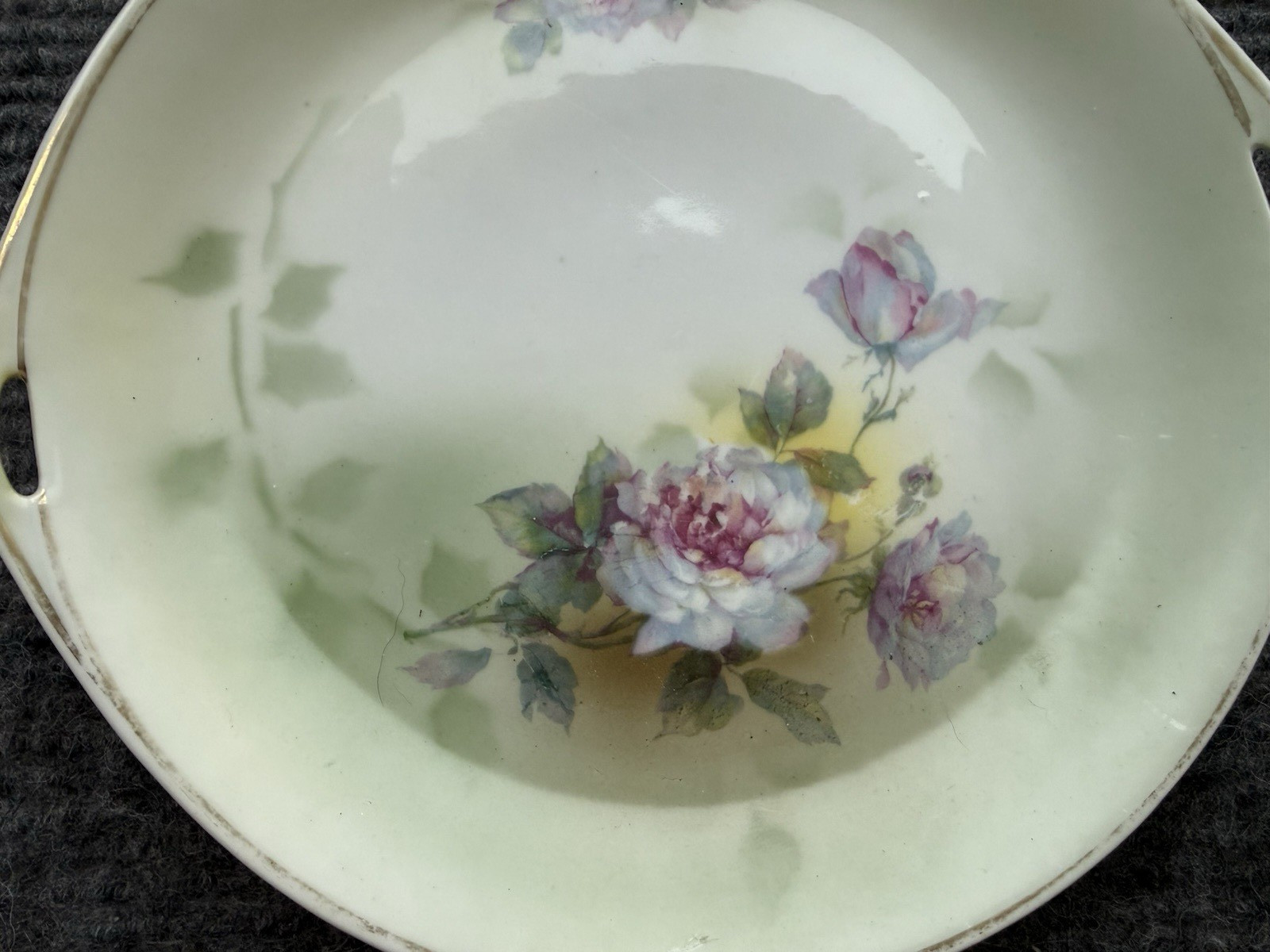 Rudolstadt Royal Prussia 10″Cake Plate with Handles and Hand Painted