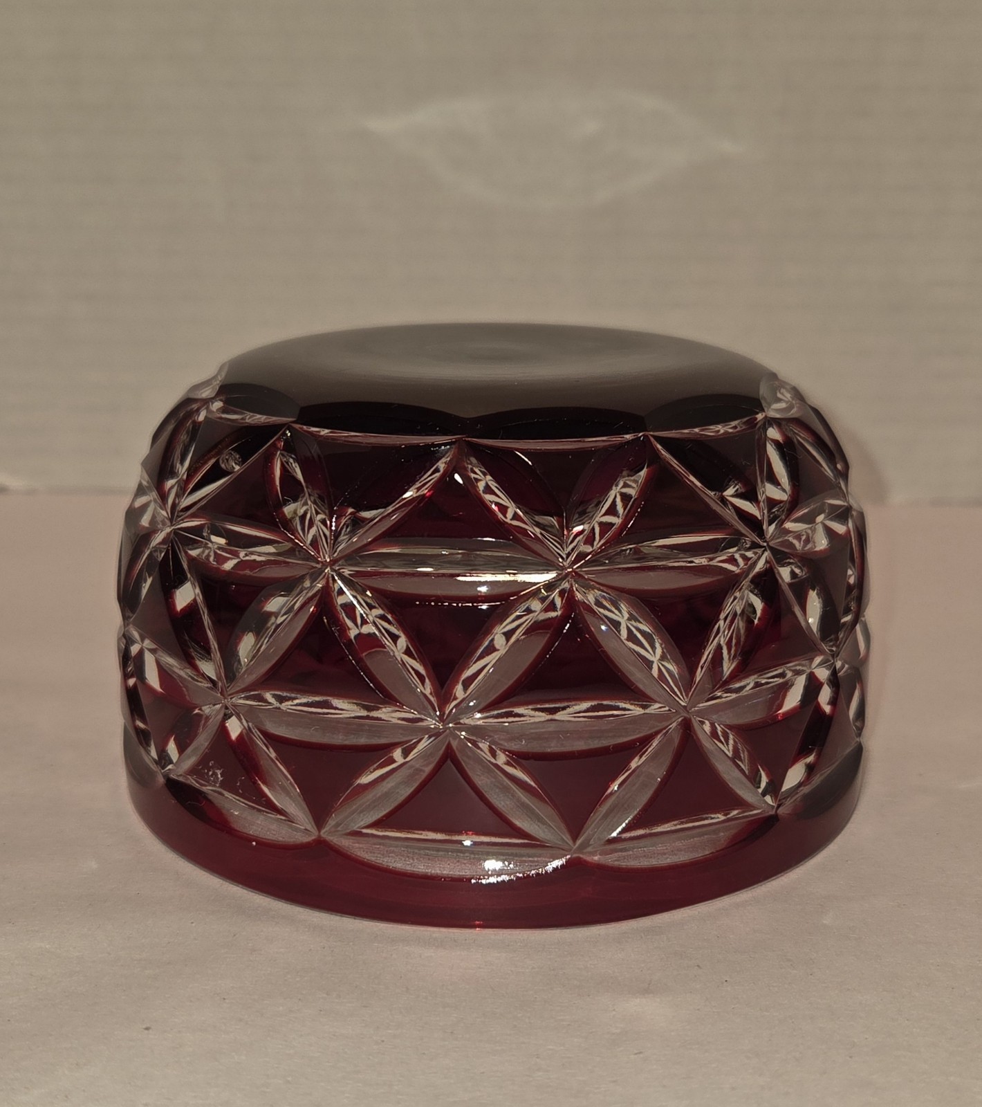 Ruby Red Crystal Bowl Cut To Clear Small Serving Side Dish Candy