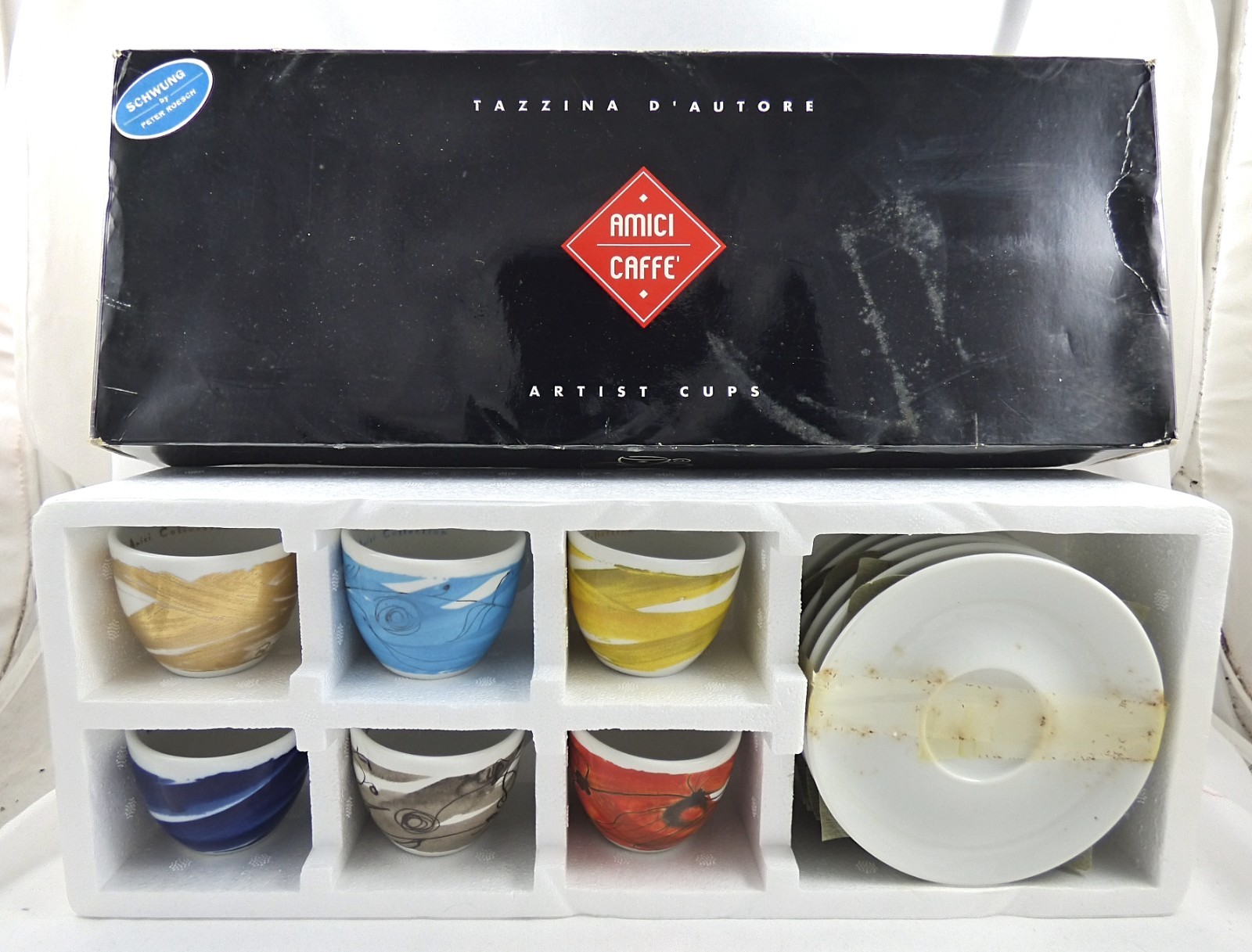 Amici Collection 1997 Peter Roesch Schwung Espresso Cup Set — New Old Stock