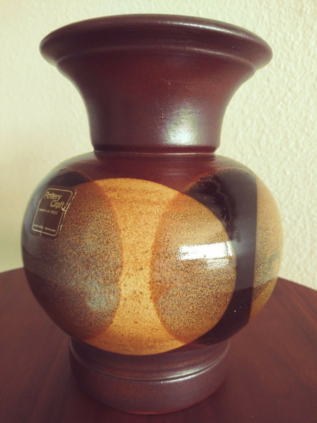 Pottery Craft Stoneware Vase Robert Maxwell Black Brown USA 8″ Tall w/sticker