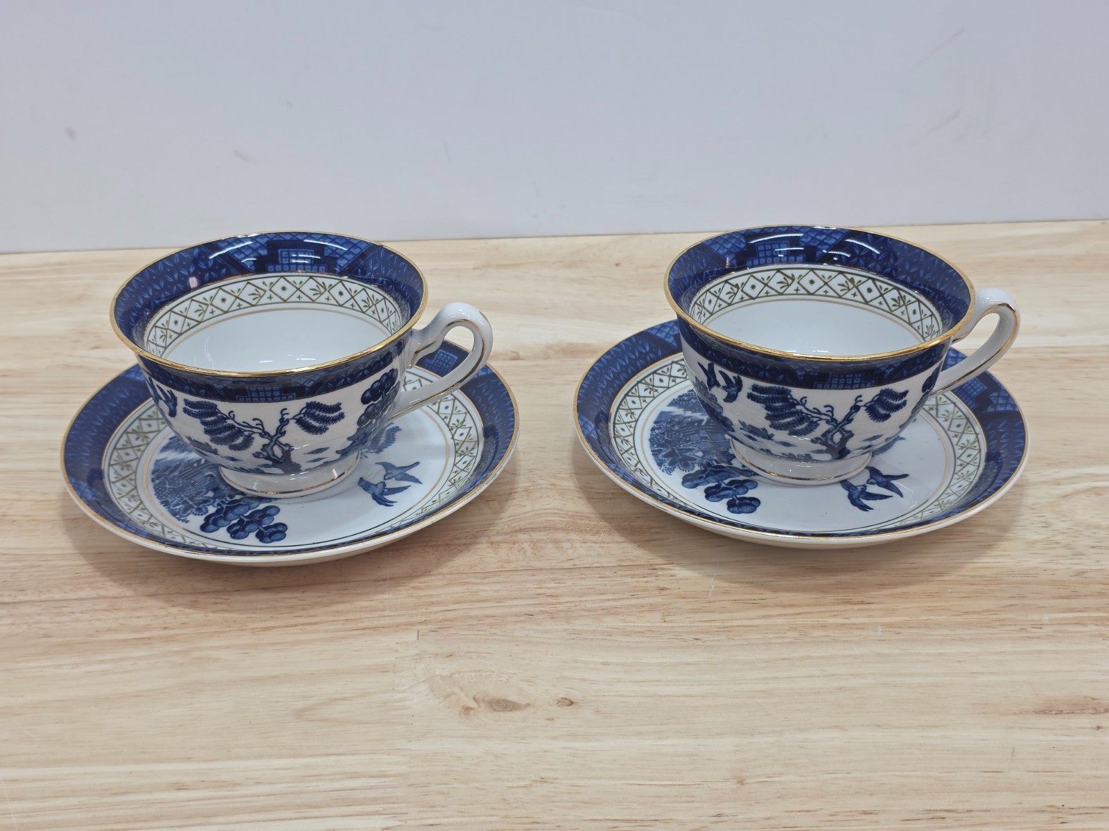 Blue Willow Ware 188 Ironstone Ware Craftsman China Tea Cup & Saucer Lot of 2