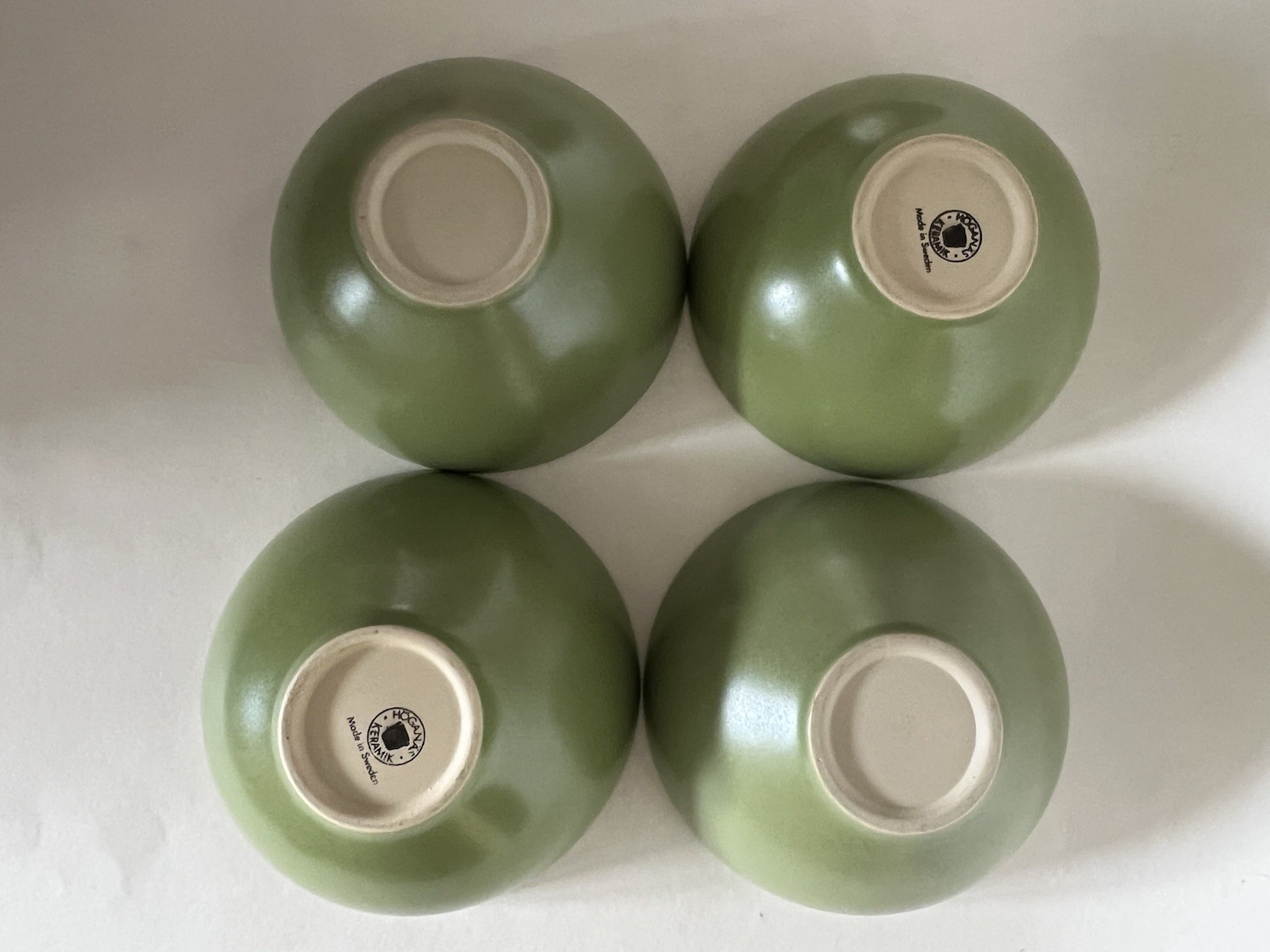 4 Hoganas Keramik Sweden Stoneware Small Bowls or Side Dish Olive Green 4.5″W