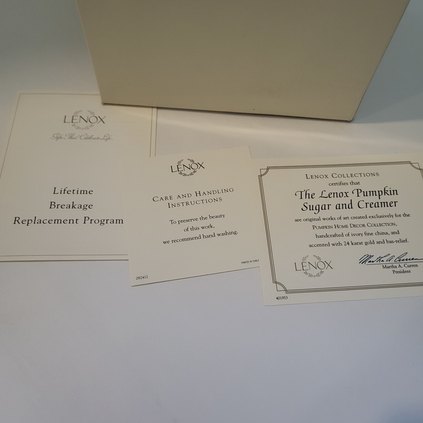 Lenox Ivory Pumpkin Sugar & Creamer Pumpkin Home Decor Collection 2004