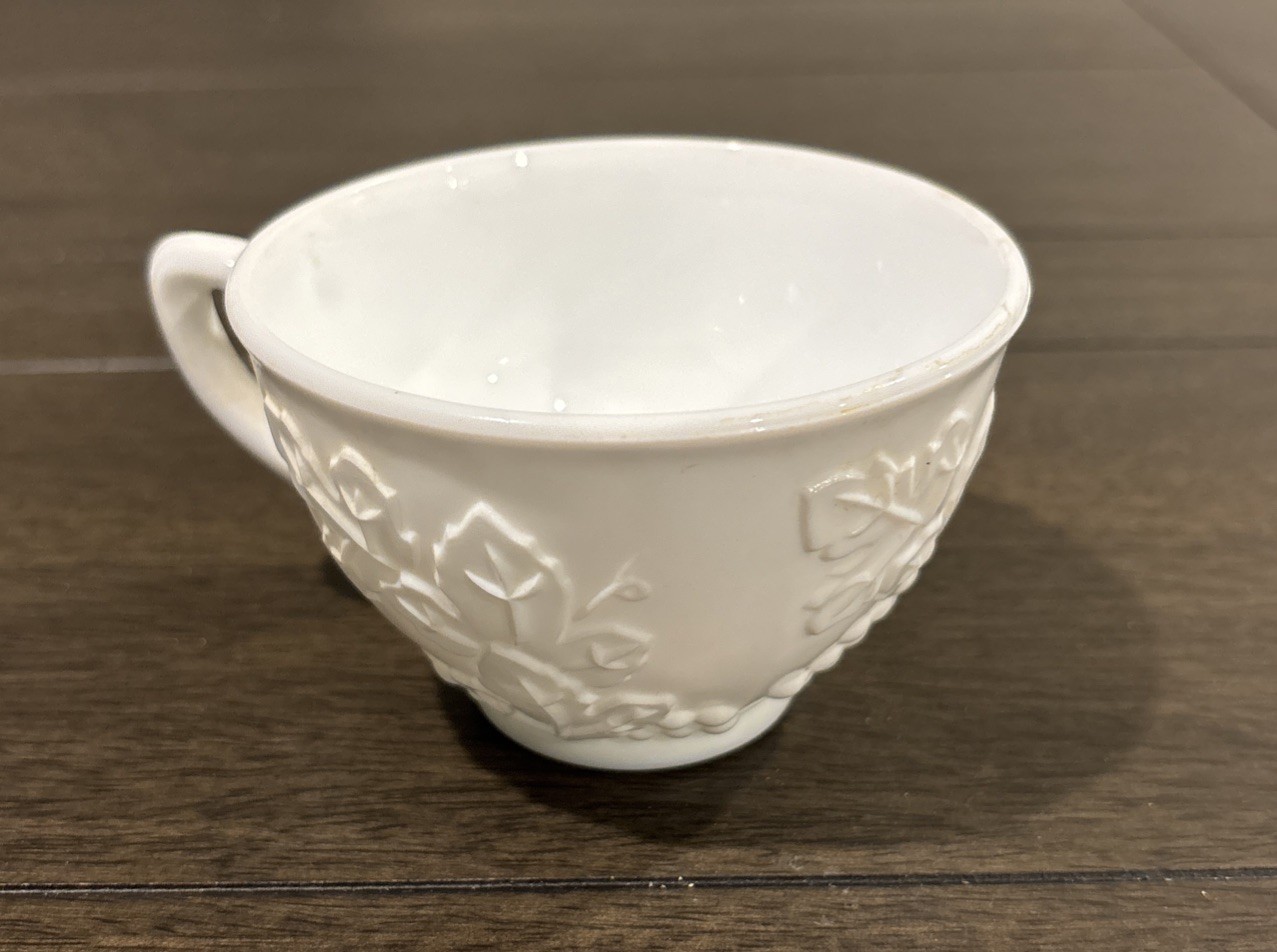 Grape Harvest Vintage White Milk Glass Coffee Tea Cup Replacement