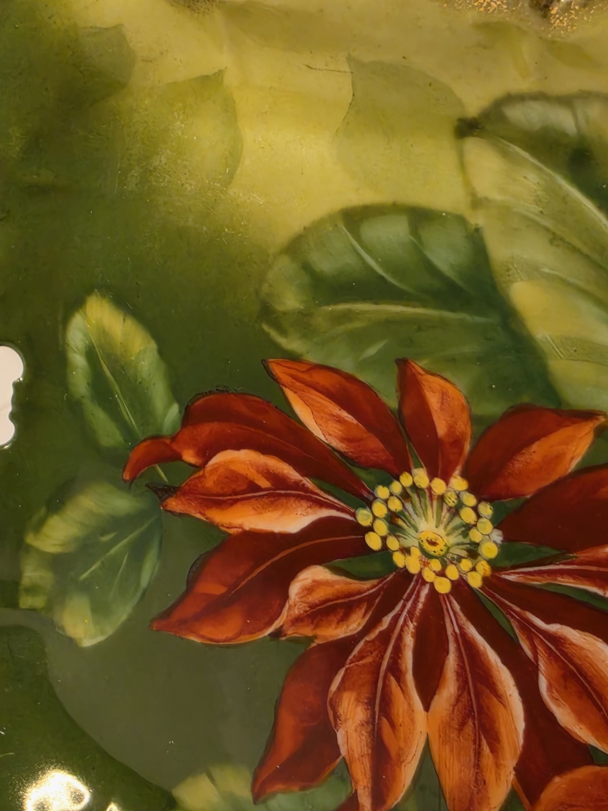 Old Bavaria Porcelain Hand Painted POINSETTIA Rectangular Vanity Tray