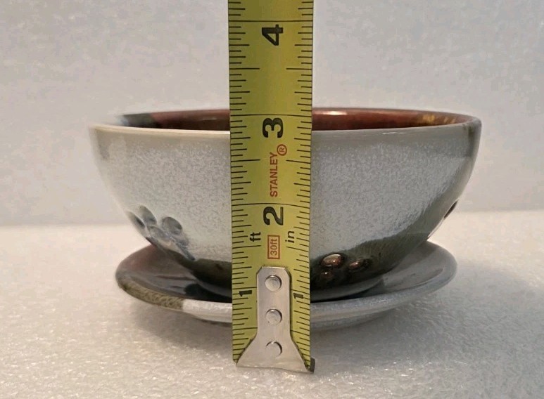 Hand Thrown Pottery Earth Tones Colander Berry Bowl Strainer & Under Plate 5.5″