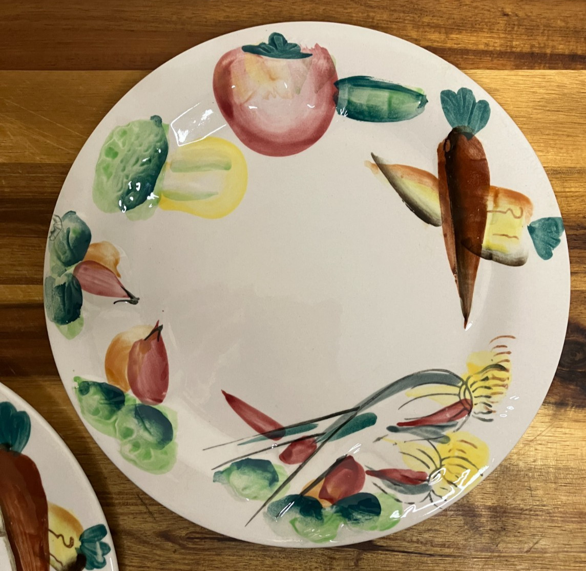 Vintage Nasco Del Coronado Salad Plates Set of 2 1950s Hand Painted Vegetables