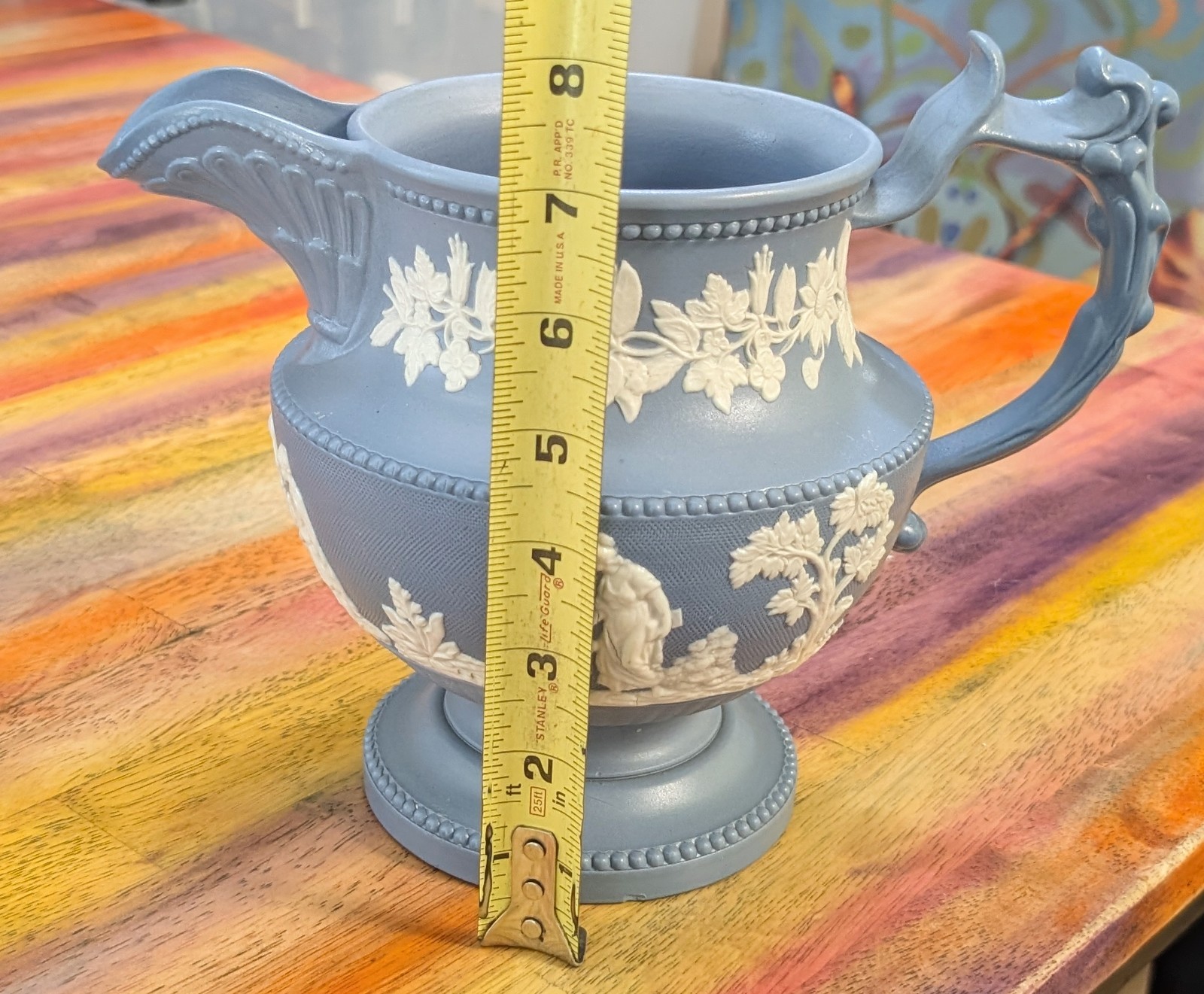⭐Antique Pitcher Staffordshire Chrysanthemum Factory stoneware Jug Neoclassical