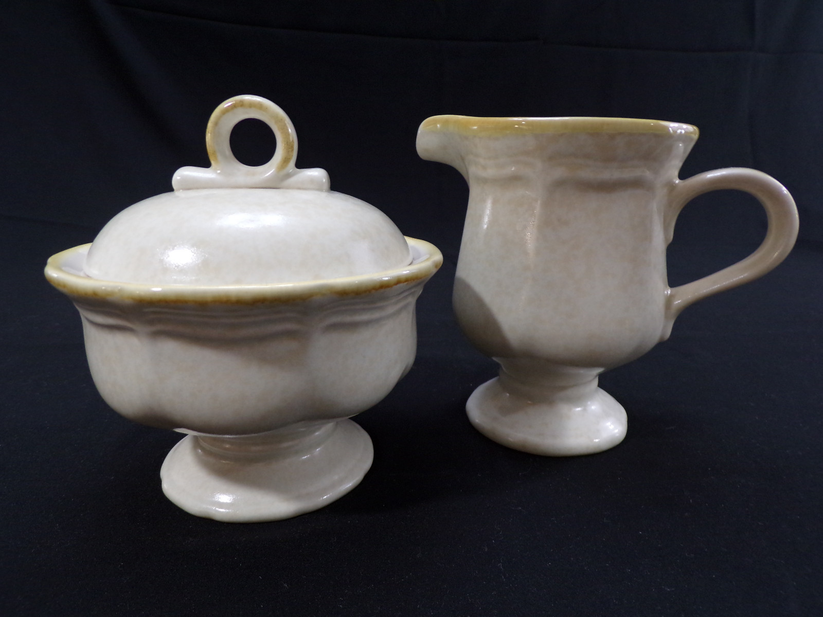 Vintage Mikasa Country Charm Creamer Sugar Bowl w/ Lid Mottled FG000 Japan b23