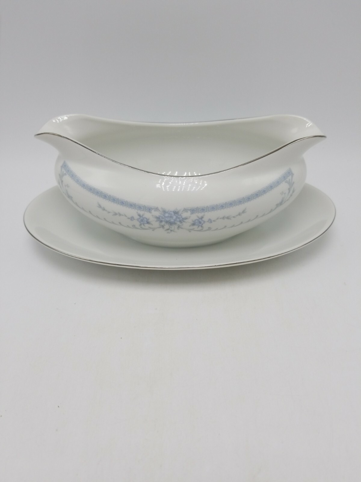 Sheffield “Blue Whisper” Gravy Boat with Attached Underplate