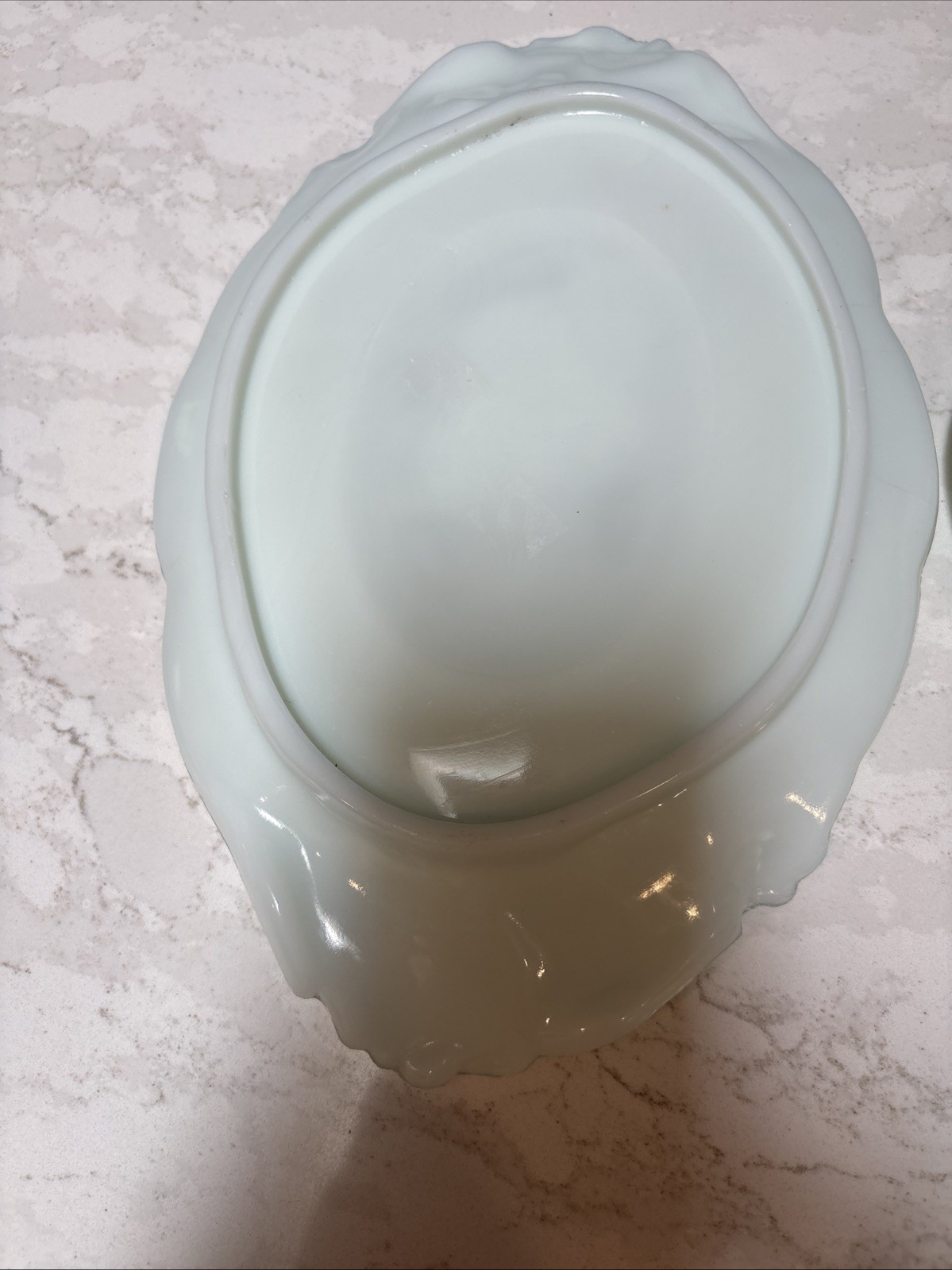 Antique Milk Glass Oval Rococo Pierced Relief Dish Set Jenny Lind