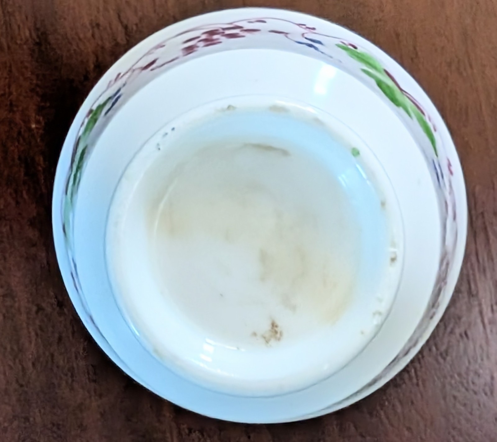 Antique 1830s Handpainted Porcelain Handless Cup & Saucer ~ Grape & Vine