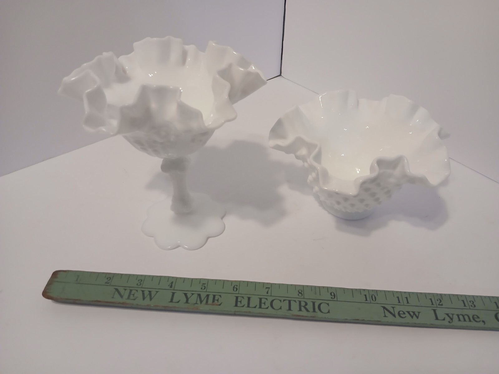 Antique Milk Glass Floral Candy Dishes Set Of 2 Anitque Great Condtion See Pics
