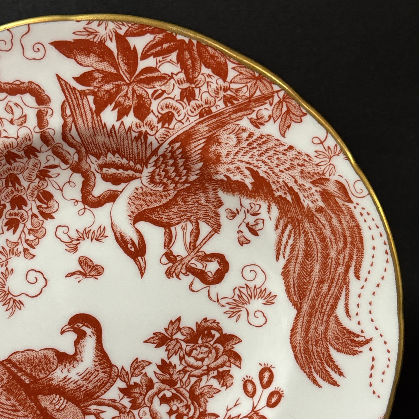 Royal Crown Derby RED AVES ~Older Scalloped ~ Bread Plate 6 1/4 Inches