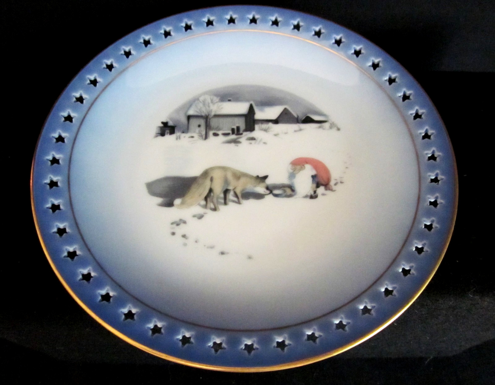 4 Piece Scandinavian Child’s Cup Saucer/Snack Plate + Coaster Tomte/Nisse & Fox