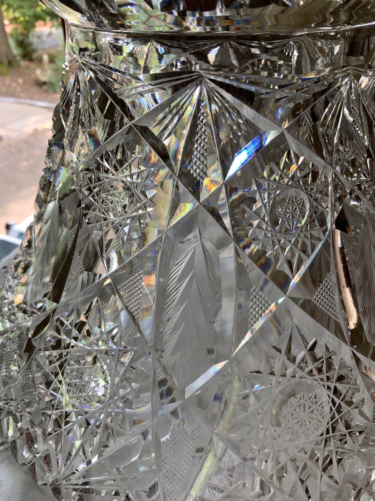 AMERICAN BRILLIANT CUT GLASS PUNCH BOWL BASE STAND C.1900 (MISSING BOWL)