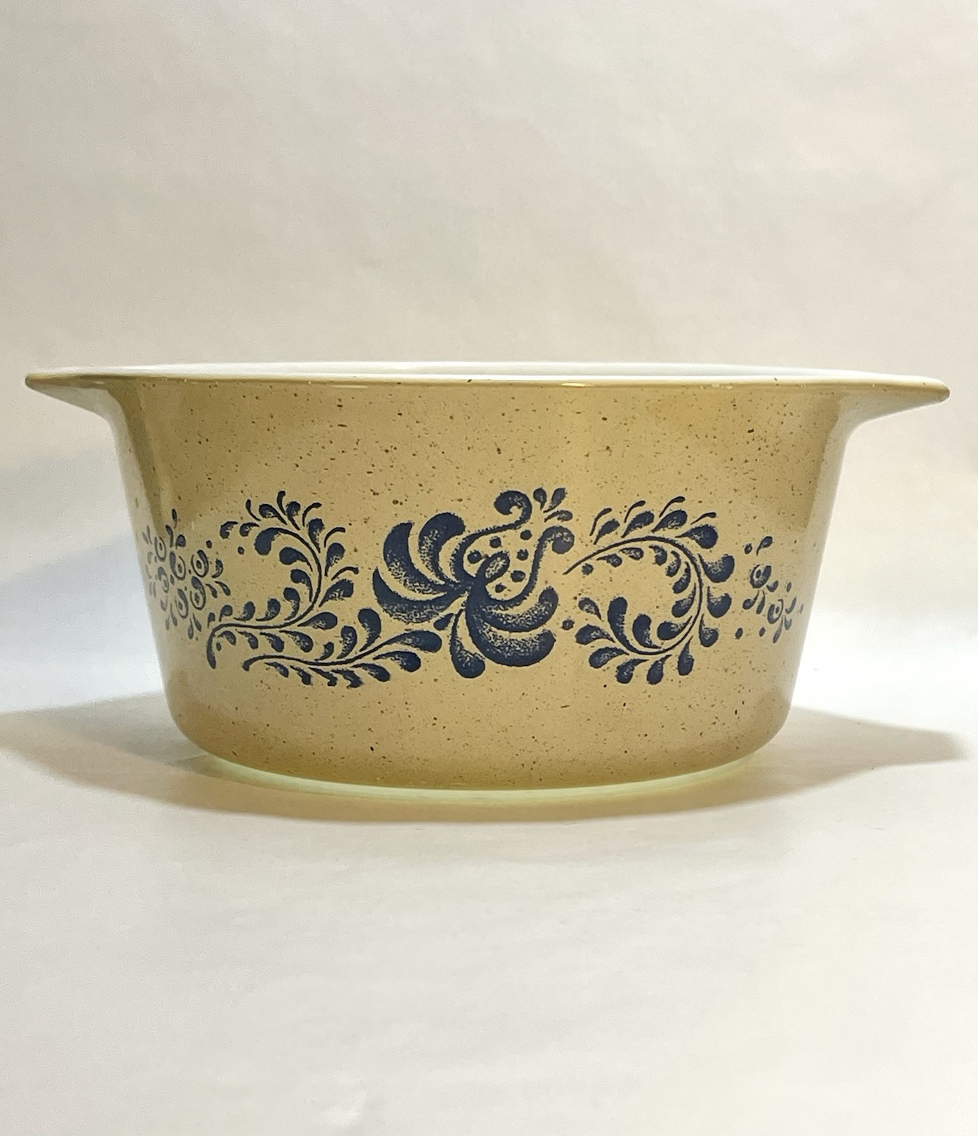 🌿Pyrex Blue & Tan HOMESTEAD 1qt Round Casserole Dish 473 No Lid