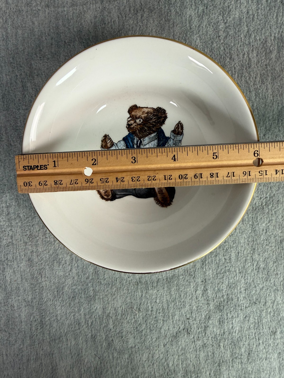 Ralph Lauren Wedgwood Polo Bear Bowl & Salad Plate 1992 Gold Rims