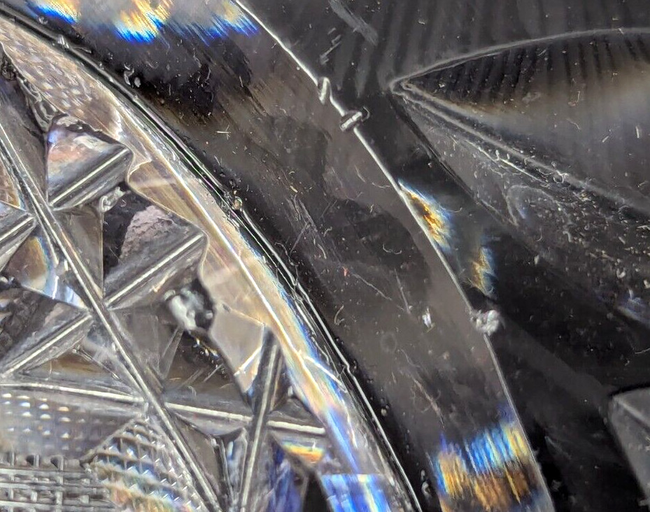 Vintage ABP American Brilliant Cut Crystal Sawtooth Daisy Flower Leaves 9″ Bowl