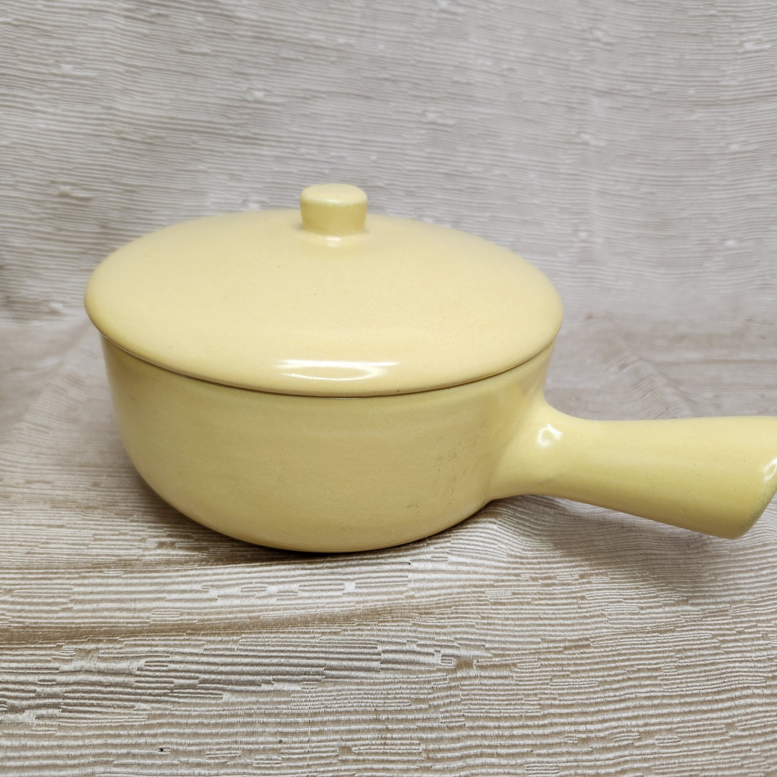 La Solana Pottery Stoneware Covered Casserole Dish & Saucepan Yellow Vintage MCM