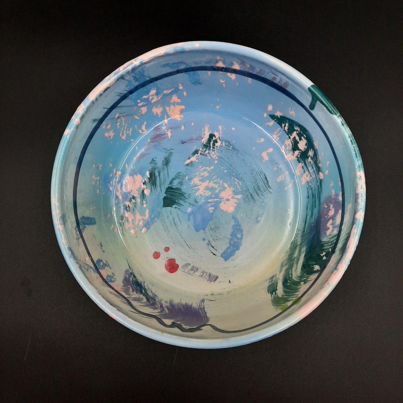 Hand-Painted Jim Rice Ceramic Bowl Naples FL 2002 Abstract Multicolor Large Size