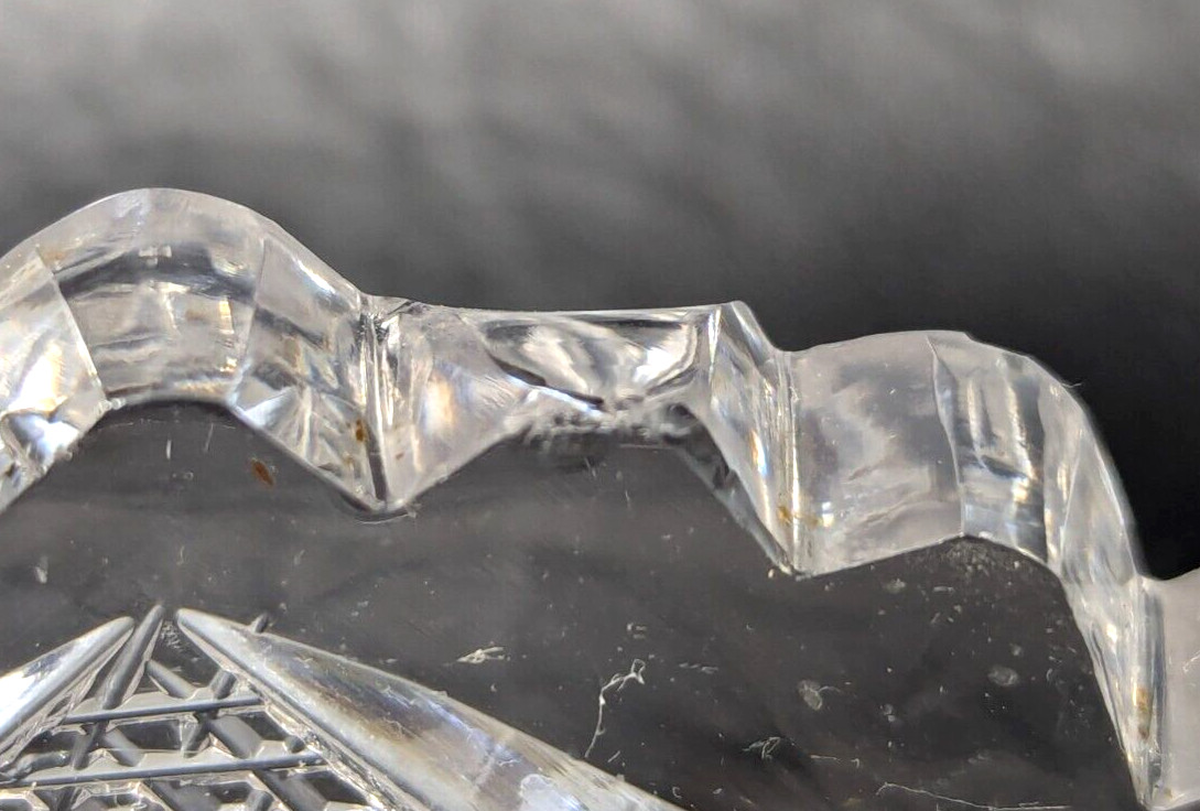 Vintage ABP American Brilliant Cut Crystal Sawtooth Daisy Flower Leaves 9″ Bowl